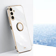 For Samsung Galaxy A25 5G XINLI Straight Edge 6D Electroplate TPU Phone Case with Ring Holder(White) - Galaxy Phone Cases by XINLI | Online Shopping South Africa | PMC TechLife