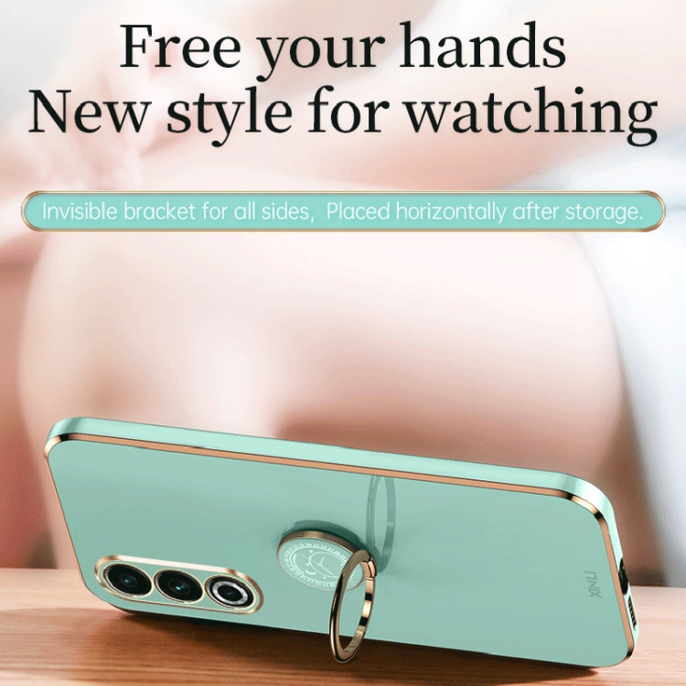 For Meizu 20 5G XINLI Straight Edge 6D Electroplate TPU Phone Case with Ring Holder(Pink)