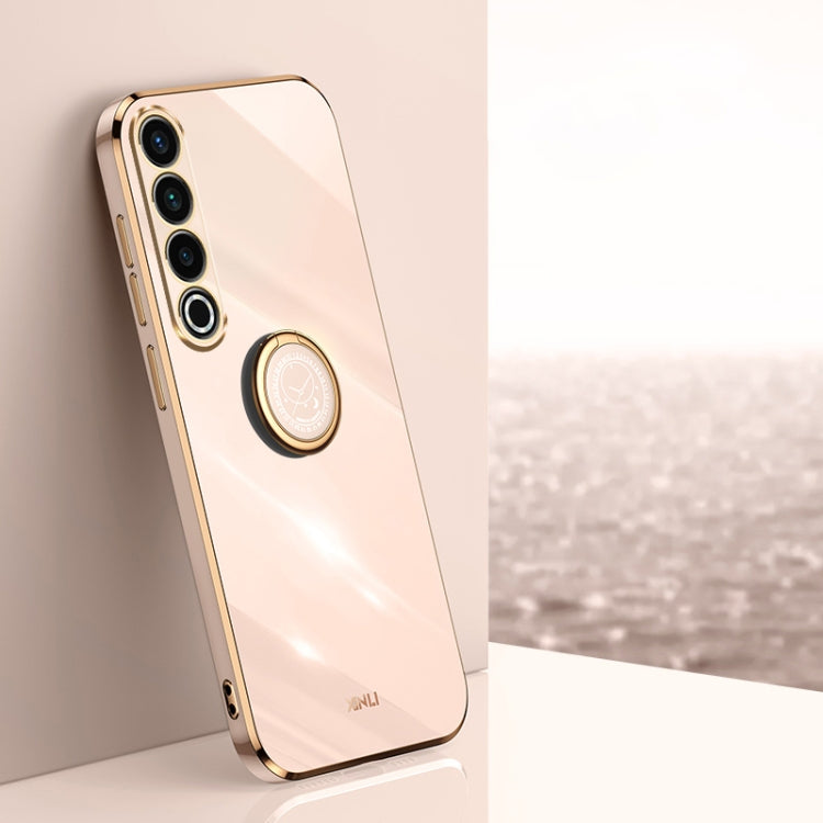 For Meizu 20 Pro 5G XINLI Straight Edge 6D Electroplate TPU Phone Case with Ring Holder(Pink) - More Brand by XINLI | Online Shopping South Africa | PMC Jewellery | Buy Now Pay Later Mobicred