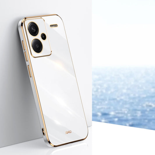 For Xiaomi Redmi Note 13 Pro+ XINLI Straight Edge 6D Electroplate TPU Phone Case(White) - Xiaomi Cases by XINLI | Online Shopping South Africa | PMC Jewellery | Buy Now Pay Later Mobicred