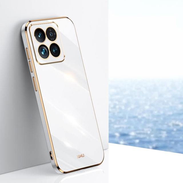 For Xiaomi 14 XINLI Straight Edge 6D Electroplate TPU Phone Case(White)