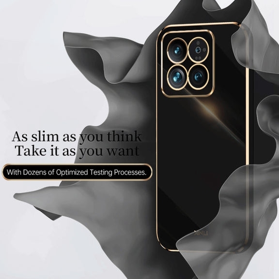For Xiaomi 14 XINLI Straight Edge 6D Electroplate TPU Phone Case(Pink)