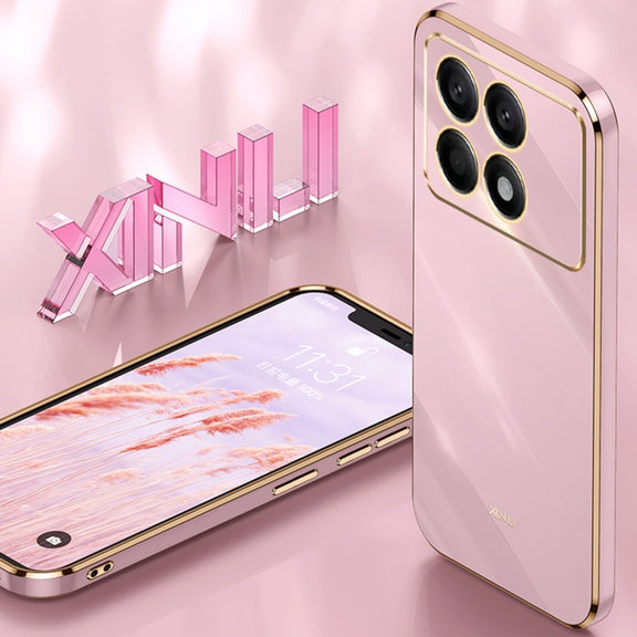 For Xiaomi Redmi K70 XINLI Straight Edge 6D Electroplate TPU Phone Case(Cherry Purple)