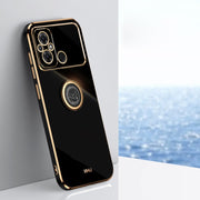 For Xiaomi Poco C55 4G XINLI Straight Edge 6D Electroplate TPU Phone Case with Ring Holder(Black)