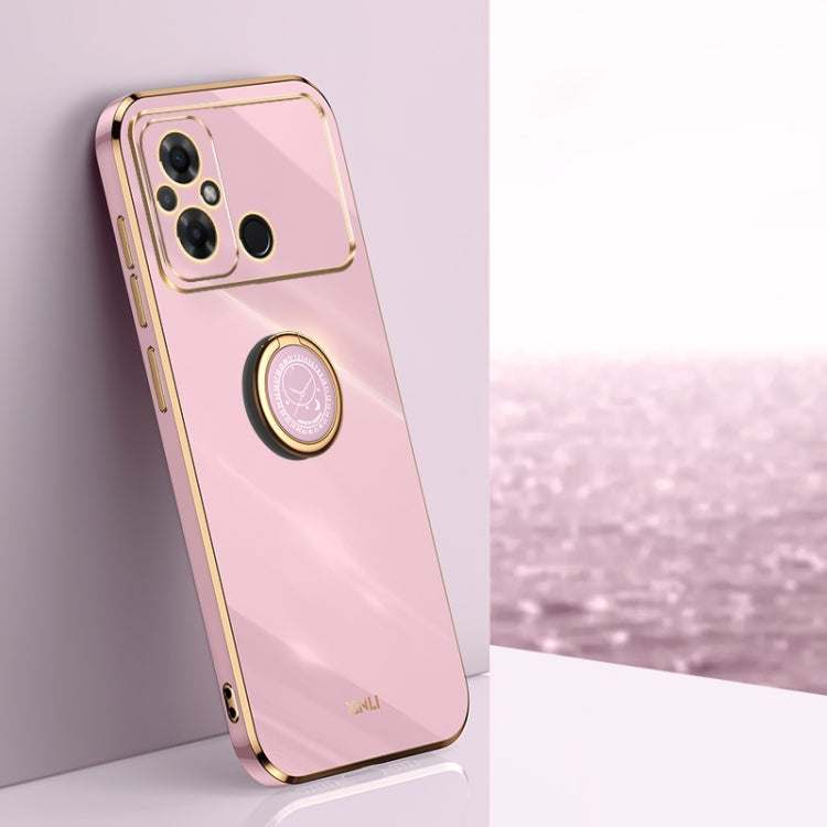 For Xiaomi Poco C55 4G XINLI Straight Edge 6D Electroplate TPU Phone Case with Ring Holder(Cherry Purple) - Xiaomi Cases by XINLI | Online Shopping South Africa | PMC TechLife | Buy Now Pay Later Mobicred