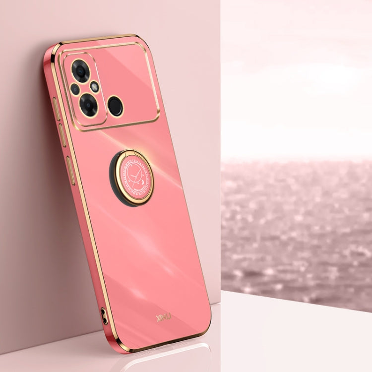For Xiaomi Poco C55 4G XINLI Straight Edge 6D Electroplate TPU Phone Case with Ring Holder(Hawthorn Red) - Xiaomi Cases by XINLI | Online Shopping South Africa | PMC TechLife | Buy Now Pay Later Mobicred