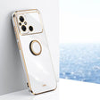 For Xiaomi Poco C55 4G XINLI Straight Edge 6D Electroplate TPU Phone Case with Ring Holder(White) - Xiaomi Cases by XINLI | Online Shopping South Africa | PMC TechLife | Buy Now Pay Later Mobicred