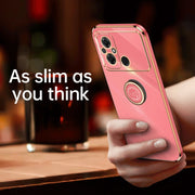 For Xiaomi Poco C55 4G XINLI Straight Edge 6D Electroplate TPU Phone Case with Ring Holder(White)