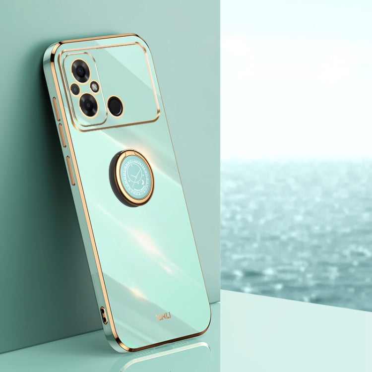 For Xiaomi Poco C55 4G XINLI Straight Edge 6D Electroplate TPU Phone Case with Ring Holder(Mint Green) - Xiaomi Cases by XINLI | Online Shopping South Africa | PMC TechLife | Buy Now Pay Later Mobicred