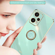 For Xiaomi Redmi Note 12 Turbo XINLI Straight Edge 6D Electroplate TPU Phone Case with Ring Holder(Black)