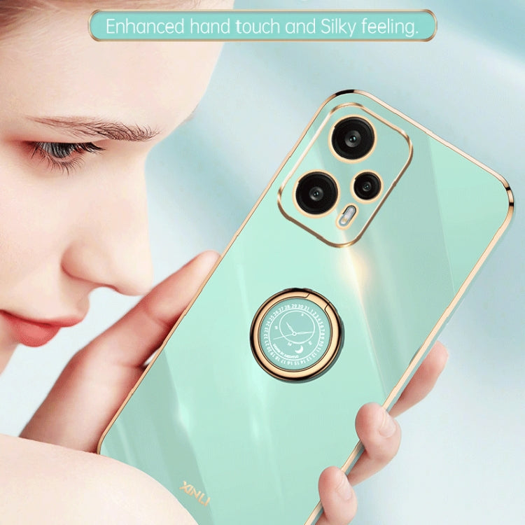For Xiaomi Redmi Note 12 Turbo XINLI Straight Edge 6D Electroplate TPU Phone Case with Ring Holder(White)