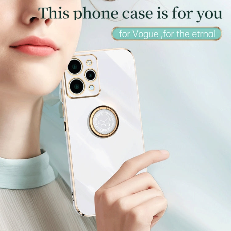 For Xiaomi Redmi 12 4G XINLI Straight Edge 6D Electroplate TPU Phone Case with Ring Holder(Pink)