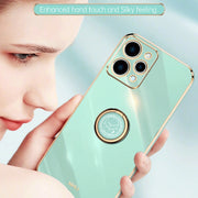 For Xiaomi Redmi 12 4G XINLI Straight Edge 6D Electroplate TPU Phone Case with Ring Holder(Pink)