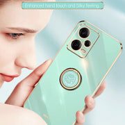 For Xiaomi Redmi Note 12 5G Global XINLI Straight Edge 6D Electroplate TPU Phone Case with Ring Holder(Black)