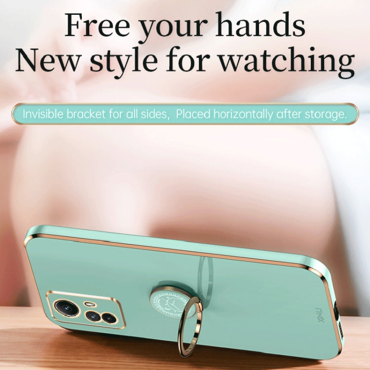 For Xiaomi Redmi Note 12S 4G XINLI Straight Edge 6D Electroplate TPU Phone Case with Ring Holder(Celestial Blue)