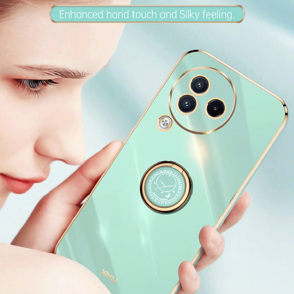 For Xiaomi Civi 3 5G XINLI Straight Edge 6D Electroplate TPU Phone Case with Ring Holder(Black)