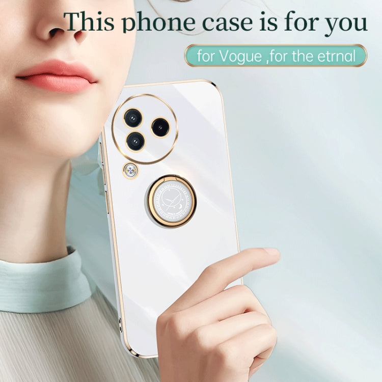 For Xiaomi Civi 3 5G XINLI Straight Edge 6D Electroplate TPU Phone Case with Ring Holder(White) - Xiaomi Cases by XINLI | Online Shopping South Africa | PMC TechLife | Buy Now Pay Later Mobicred