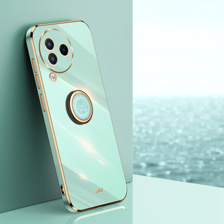 For Xiaomi Civi 3 5G XINLI Straight Edge 6D Electroplate TPU Phone Case with Ring Holder(Mint Green) - Xiaomi Cases by XINLI | Online Shopping South Africa | PMC TechLife | Buy Now Pay Later Mobicred