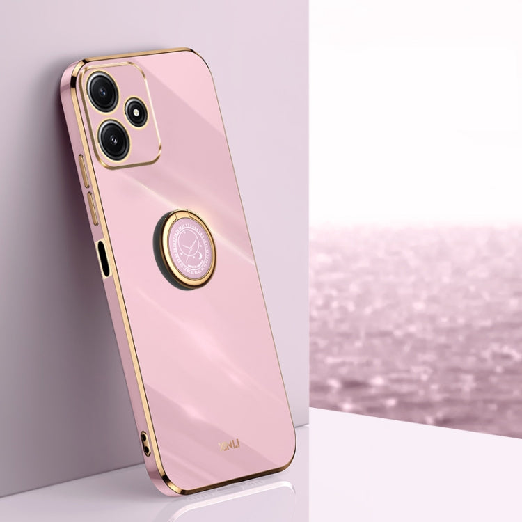 For Xiaomi Redmi Note 12R XINLI Straight Edge 6D Electroplate TPU Phone Case with Ring Holder(Cherry Purple) - Xiaomi Cases by XINLI | Online Shopping South Africa | PMC TechLife | Buy Now Pay Later Mobicred