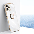 For Xiaomi Redmi Note 12R XINLI Straight Edge 6D Electroplate TPU Phone Case with Ring Holder(White) - Xiaomi Cases by XINLI | Online Shopping South Africa | PMC TechLife | Buy Now Pay Later Mobicred