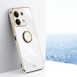 For Xiaomi Redmi Note 13 5G XINLI Straight Edge 6D Electroplate TPU Phone Case with Ring Holder(White) - Note 13 Cases by XINLI | Online Shopping South Africa | PMC TechLife | Buy Now Pay Later Mobicred
