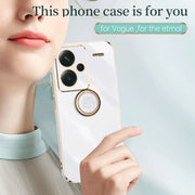 For Xiaomi Redmi Note 13 Pro+ XINLI Straight Edge 6D Electroplate TPU Phone Case with Ring Holder(Pink)