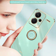 For Xiaomi Redmi Note 13 Pro+ XINLI Straight Edge 6D Electroplate TPU Phone Case with Ring Holder(Pink)