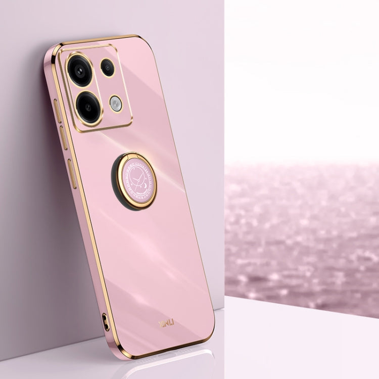For Xiaomi Redmi Note 13 Pro XINLI Straight Edge 6D Electroplate TPU Phone Case with Ring Holder(Cherry Purple) - Note 13 Pro Cases by XINLI | Online Shopping South Africa | PMC TechLife | Buy Now Pay Later Mobicred