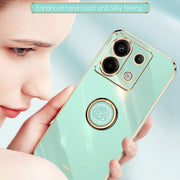For Xiaomi Redmi Note 13 Pro XINLI Straight Edge 6D Electroplate TPU Phone Case with Ring Holder(Pink)