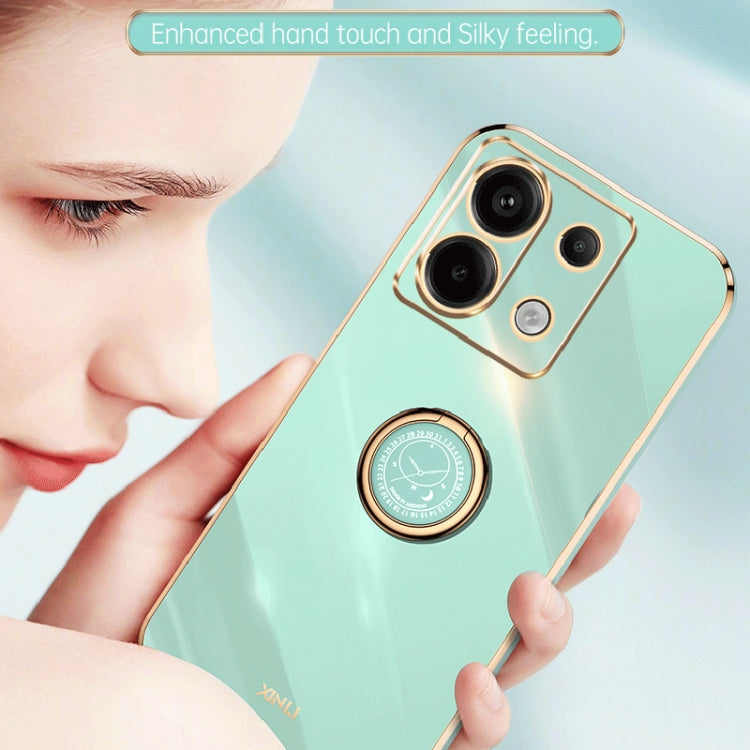 For Xiaomi Redmi Note 13 Pro XINLI Straight Edge 6D Electroplate TPU Phone Case with Ring Holder(Pink)