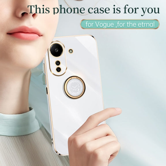 For Xiaomi Redmi 13C 4G XINLI Straight Edge 6D Electroplate TPU Phone Case with Ring Holder(Black)
