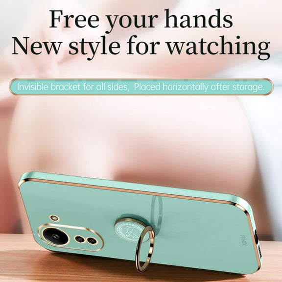 For Xiaomi Redmi 13C 4G XINLI Straight Edge 6D Electroplate TPU Phone Case with Ring Holder(Celestial Blue)