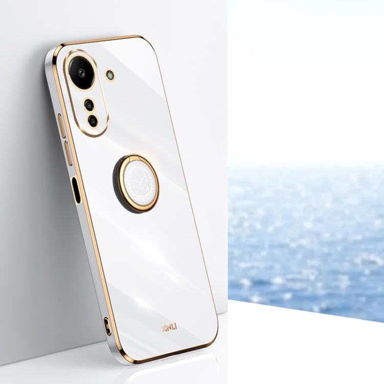 For Xiaomi Redmi 13C 4G XINLI Straight Edge 6D Electroplate TPU Phone Case with Ring Holder(White) - 13C Cases by XINLI | Online Shopping South Africa | PMC TechLife | Buy Now Pay Later Mobicred