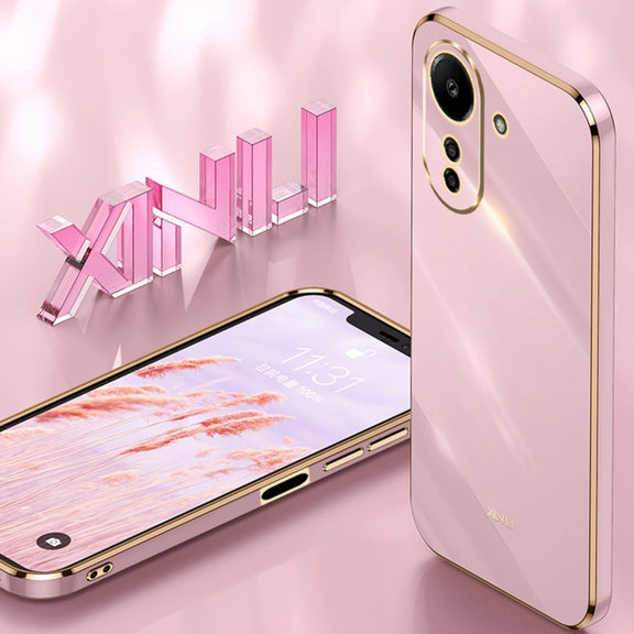 For Xiaomi Redmi 13C 4G XINLI Straight Edge 6D Electroplate TPU Phone Case with Ring Holder(White)