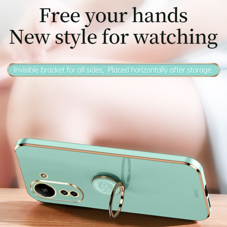 For Xiaomi Redmi 13C 4G XINLI Straight Edge 6D Electroplate TPU Phone Case with Ring Holder(Pink)