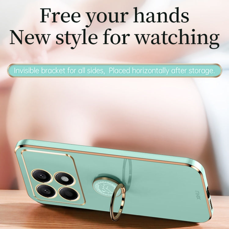 For Xiaomi Redmi K70 XINLI Straight Edge 6D Electroplate TPU Phone Case with Ring Holder(Black)