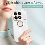 For Xiaomi Redmi K70 XINLI Straight Edge 6D Electroplate TPU Phone Case with Ring Holder(Pink)