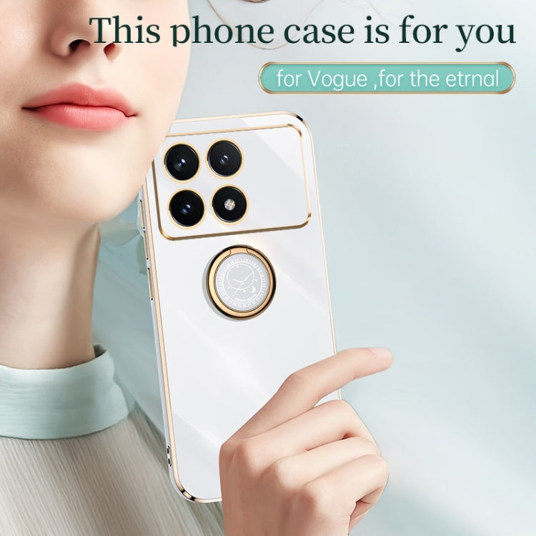 For Xiaomi Redmi K70E XINLI Straight Edge 6D Electroplate TPU Phone Case with Ring Holder(Black)