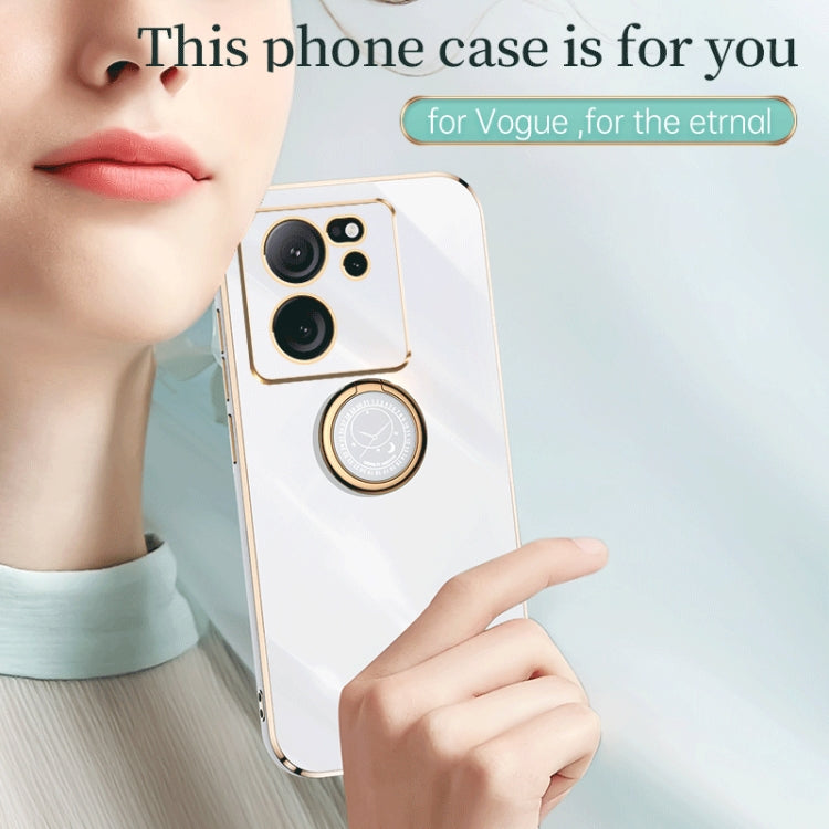 For Xiaomi Redmi K60 Ultra / Mi 13T XINLI Straight Edge 6D Electroplate TPU Phone Case with Ring Holder(Celestial Blue) - Redmi K60 Ultra Cases by XINLI | Online Shopping South Africa | PMC TechLife | Buy Now Pay Later Mobicred