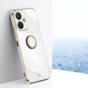 For Xiaomi Redmi 13C 5G XINLI Straight Edge 6D Electroplate TPU Phone Case with Ring Holder(White)