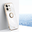 For Xiaomi Redmi Note 13 4G XINLI Straight Edge 6D Electroplate TPU Phone Case with Ring Holder(White) - Note 13 Cases by XINLI | Online Shopping South Africa | PMC TechLife | Buy Now Pay Later Mobicred