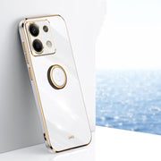 For Xiaomi Redmi Note 13 Pro 4G XINLI Straight Edge 6D Electroplate TPU Phone Case with Ring Holder(White)