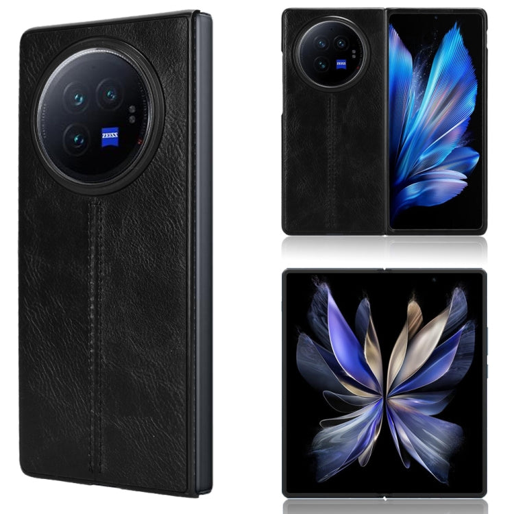 For vivo X Fold3 Pro Cow Pattern Sewing Back Cover Phone Case(Black) - vivo Cases by PMC TechLife | Online Shopping South Africa | PMC TechLife | Buy Now Pay Later Mobicred
