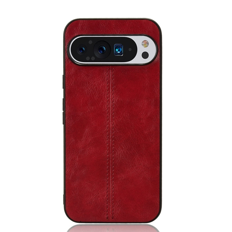 For Google Pixel 9 Pro Sewing Cow Pattern Skin PC + PU + TPU Phone Case(Red)