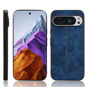 For Google Pixel 9 Pro Sewing Cow Pattern Skin PC + PU + TPU Phone Case(Blue)