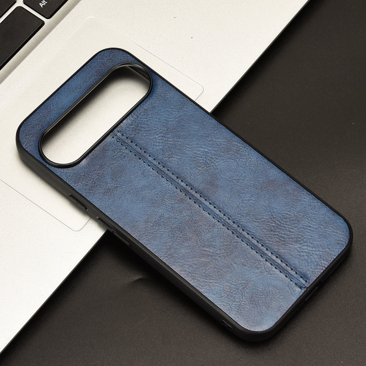 For Google Pixel 9 Pro Sewing Cow Pattern Skin PC + PU + TPU Phone Case(Blue)