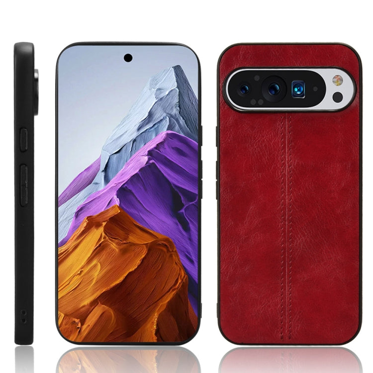 For Google Pixel 9 Sewing Cow Pattern Skin PC + PU + TPU Phone Case(Red) - Google Cases by PMC TechLife | Online Shopping South Africa | PMC TechLife | Buy Now Pay Later Mobicred