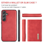 For Samsung Galaxy S24 5G DG.MING M1 Series 3-Fold Multi Card Wallet + Magnetic Phone Case(Red)