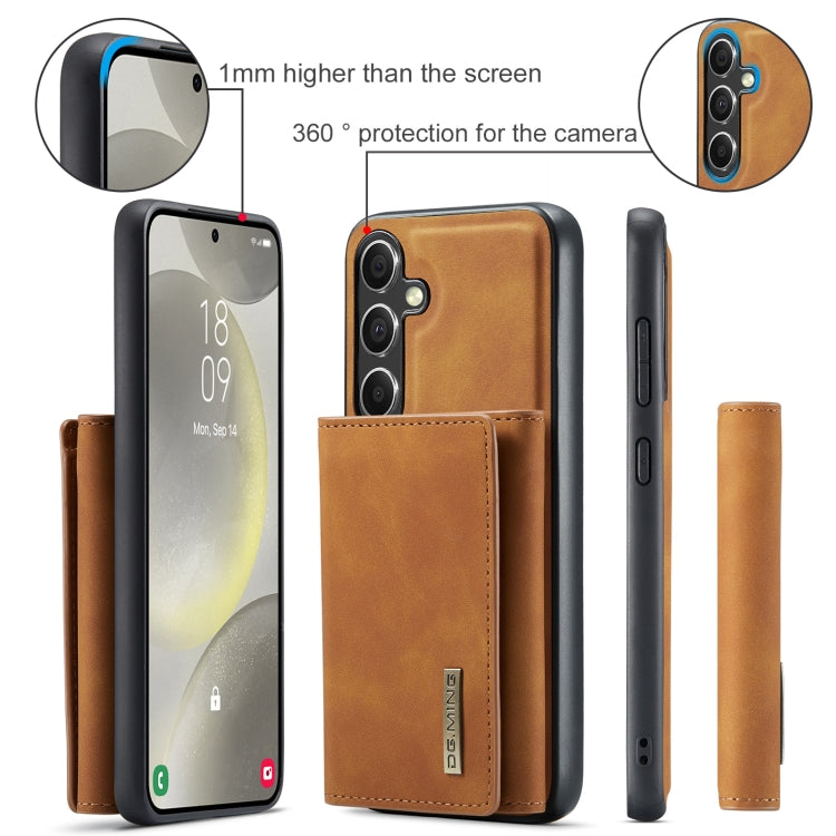 For Samsung Galaxy S24 5G DG.MING M1 Series 3-Fold Multi Card Wallet + Magnetic Phone Case(Brown)