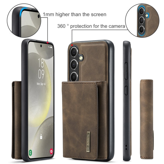 For Samsung Galaxy S24+ 5G DG.MING M1 Series 3-Fold Multi Card Wallet + Magnetic Phone Case(Coffee)